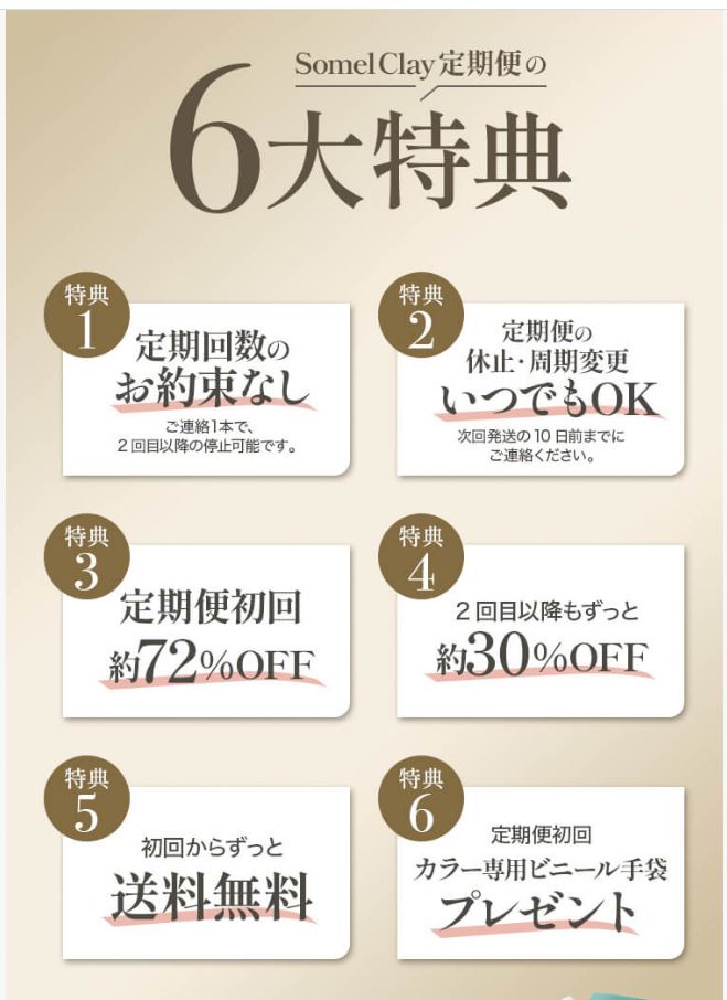 ソメルクレイ公式サイトだけの６大特典